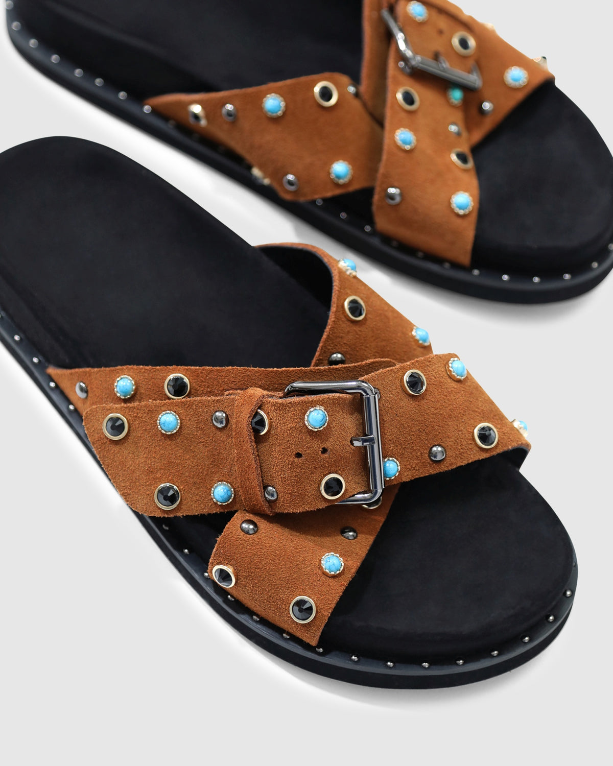 Hear Me Beaded Sandal - Tan/Black