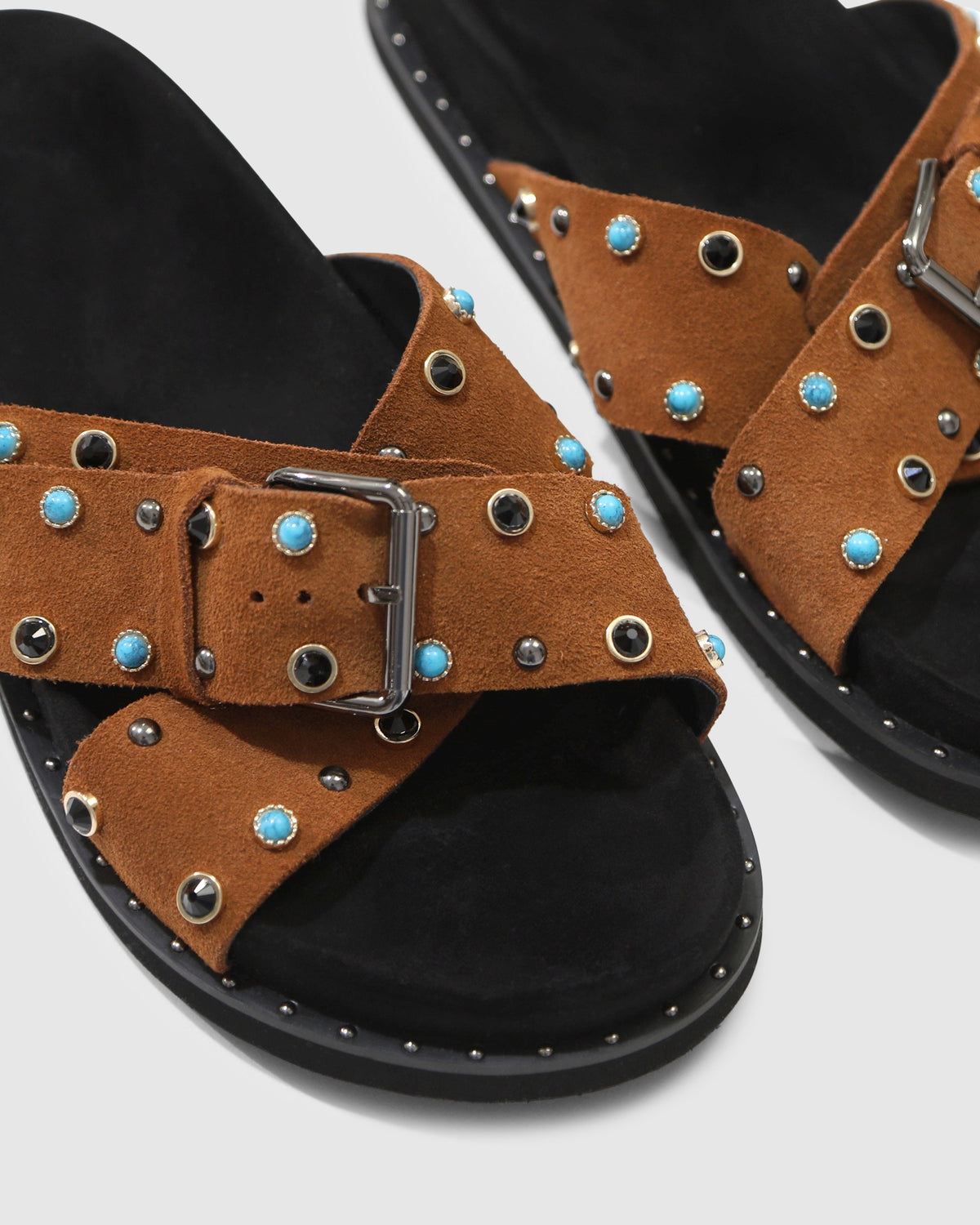 Hear Me Beaded Sandal - Tan/Black