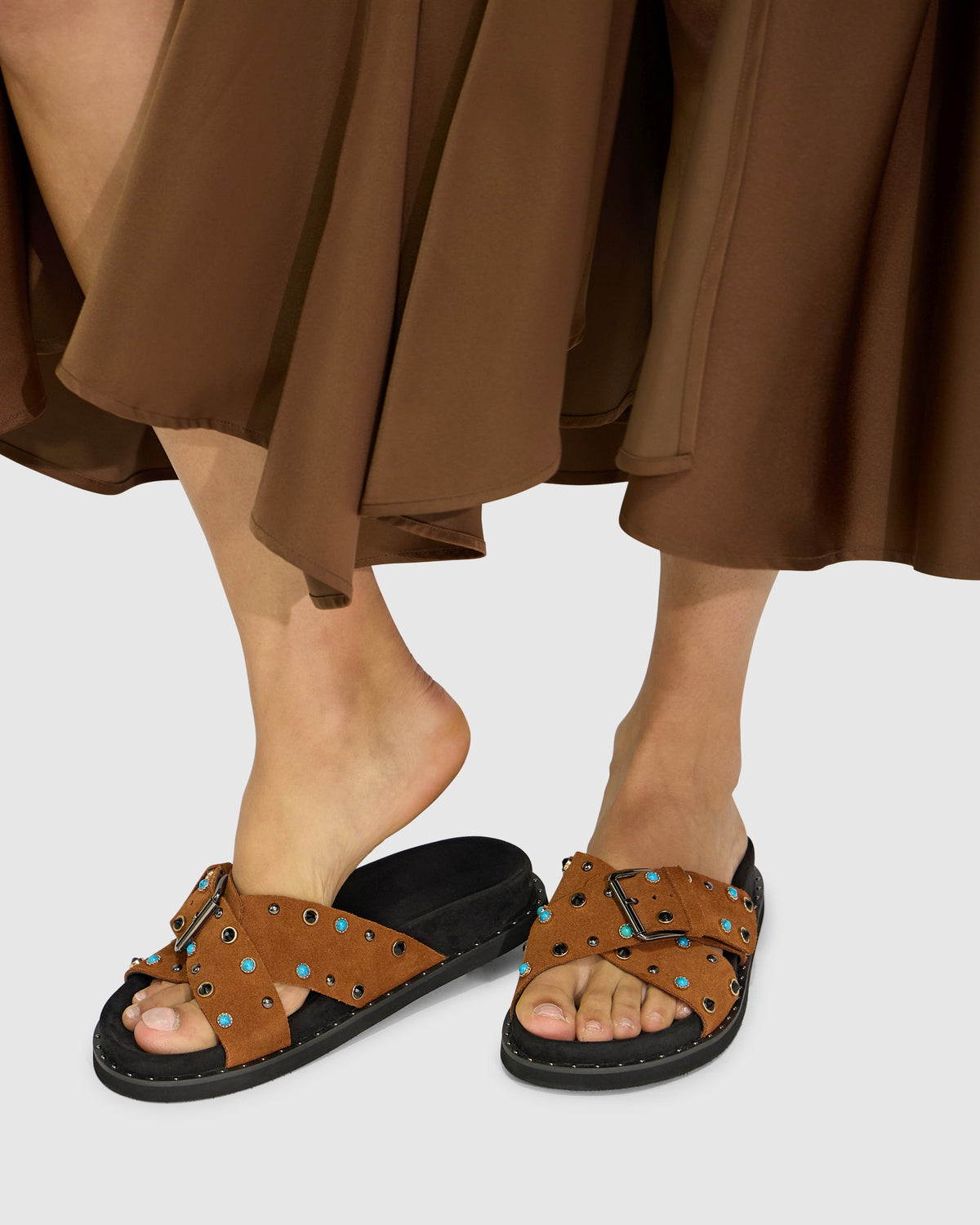 Hear Me Beaded Sandal - Tan/Black