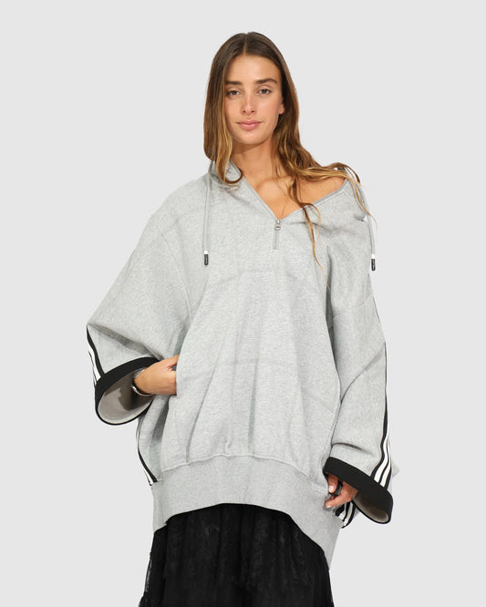 Living by the Ocean Oversized Striped Hoodie – Grey Melange