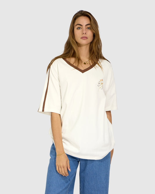 Book Of Love Raglan Sleeve Oversized T-Shirt - Cream/Chocolate