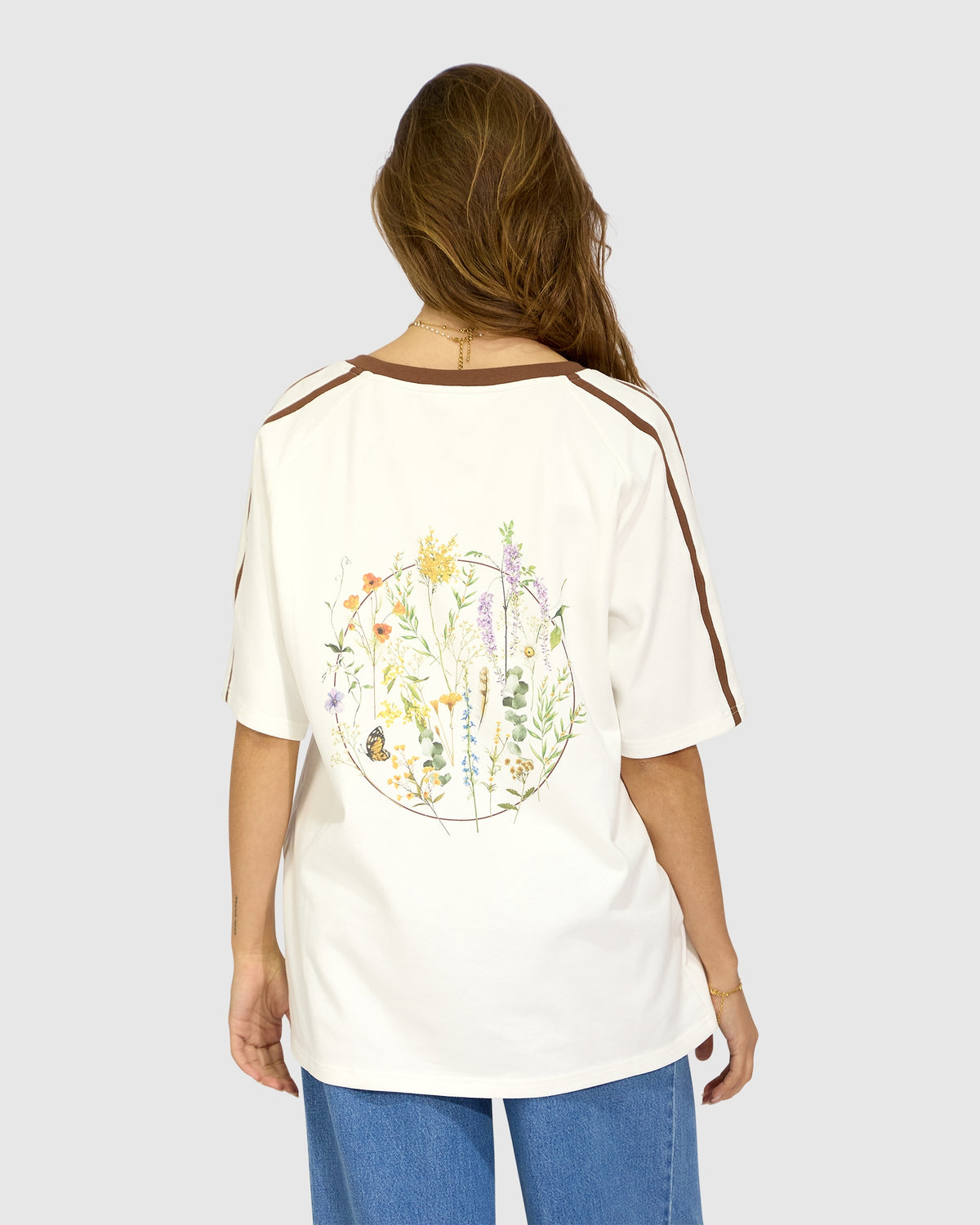 Book Of Love Raglan Sleeve Oversized T-Shirt - Cream/Chocolate