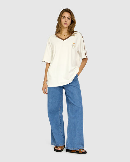 Book Of Love Raglan Sleeve Oversized T-Shirt - Cream/Chocolate