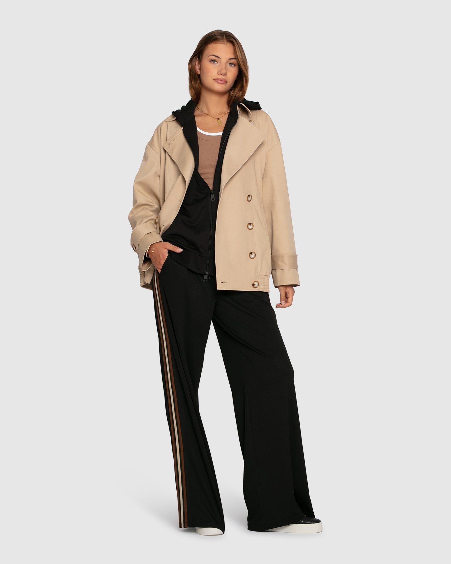 Beach Front Striped Wide Leg Pants - Black