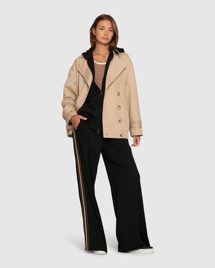 Beach Front Striped Wide Leg Pants - Black