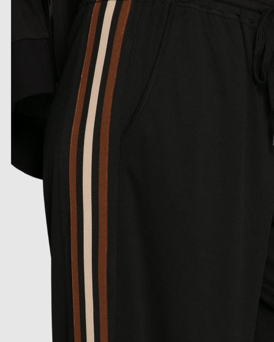 Beach Front Striped Wide Leg Pants - Black