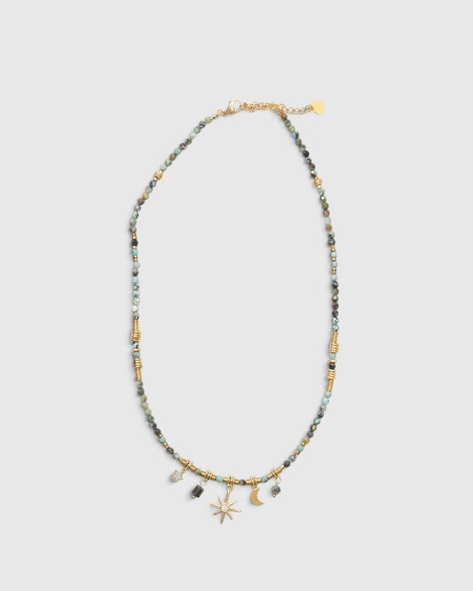 Into The Rainforest Necklace - Gold/Jade