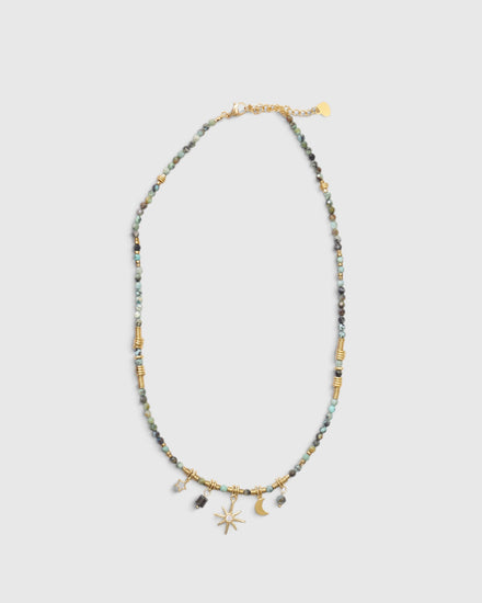 Into The Rainforest Necklace - Gold/Jade