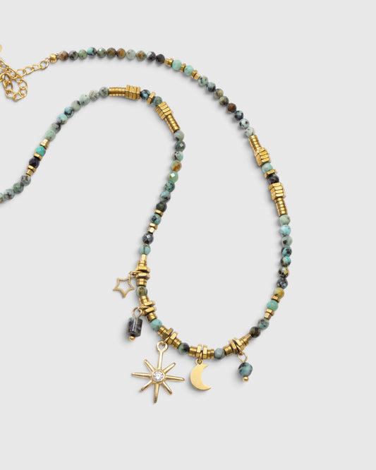 Into The Rainforest Necklace - Gold/Jade