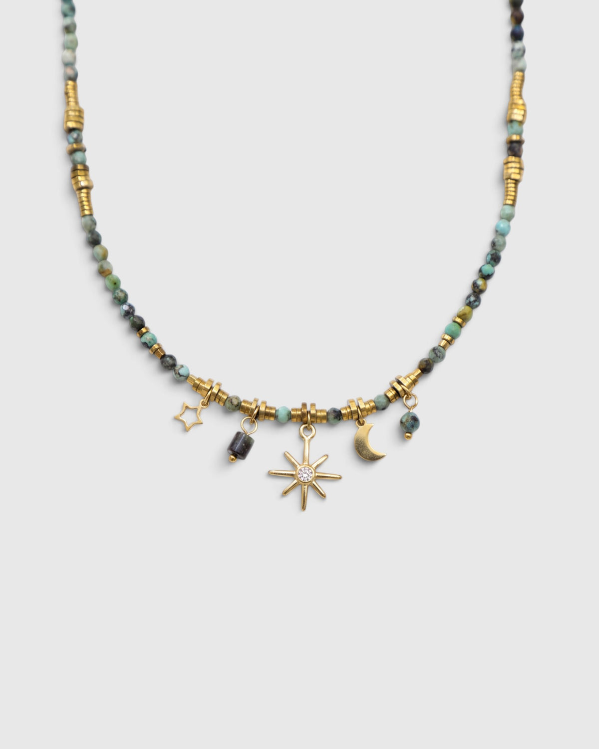Into The Rainforest Necklace - Gold/Jade