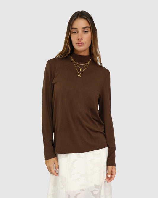 Easy Love Long Sleeve Top - Chocolate