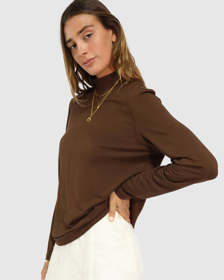Easy Love Long Sleeve Top - Chocolate