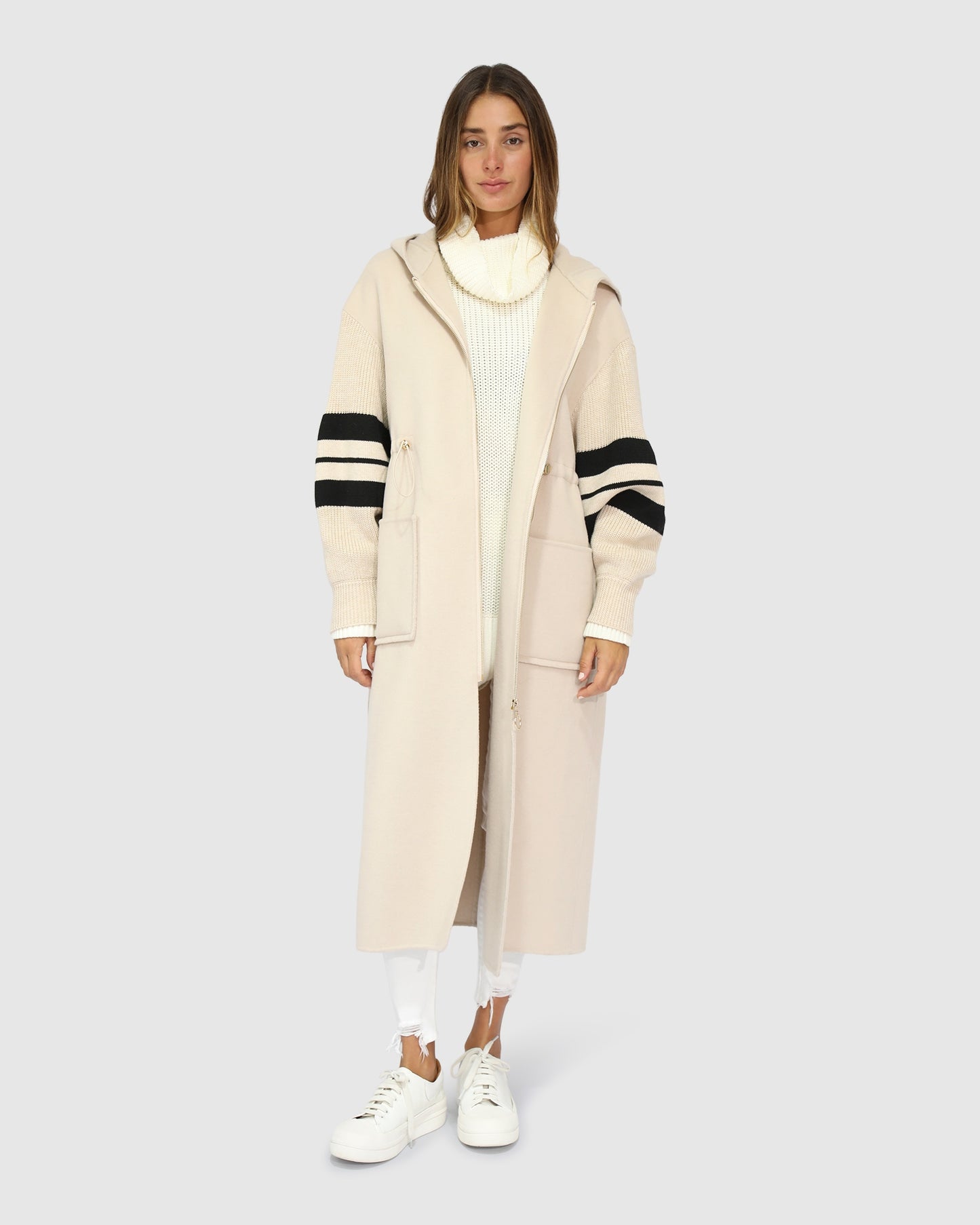 Cool Kid Hooded Coat - White Sand