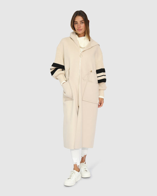 Cool Kid Hooded Coat - White Sand