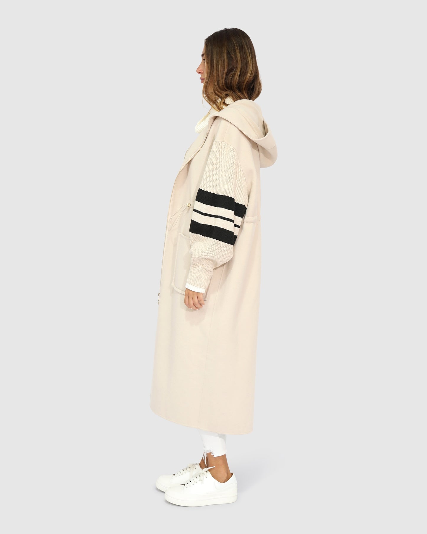 Cool Kid Hooded Coat - White Sand