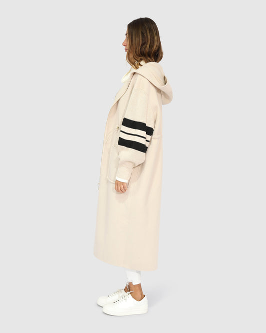 Cool Kid Hooded Coat - White Sand