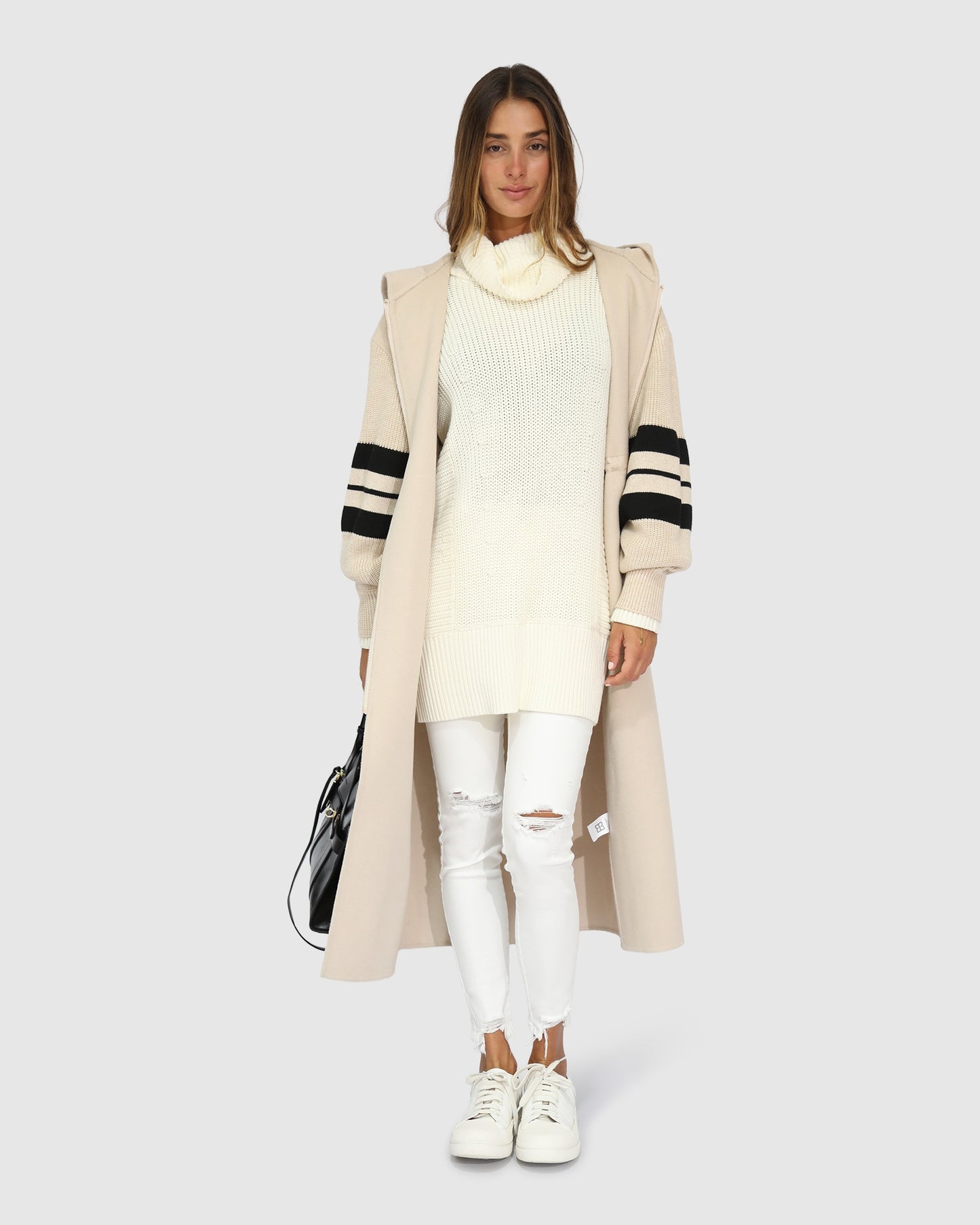 Cool Kid Hooded Coat - White Sand