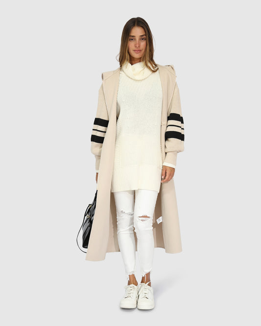 Cool Kid Hooded Coat - White Sand