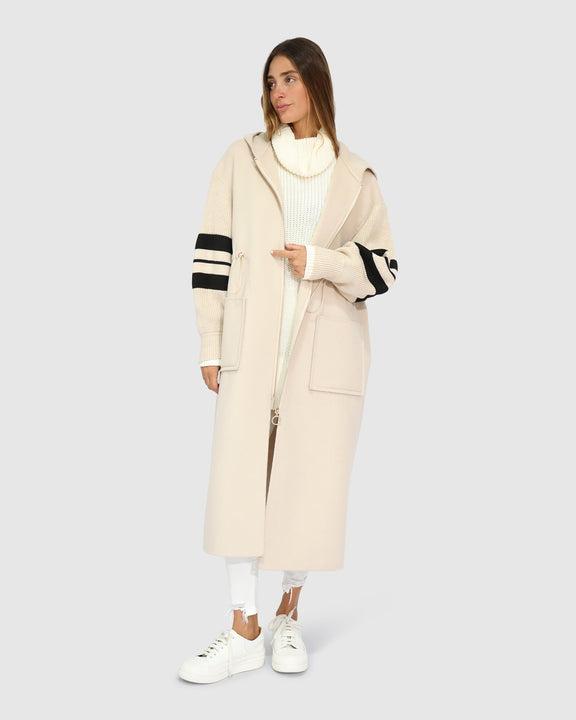 Cool Kid Hooded Coat - White Sand