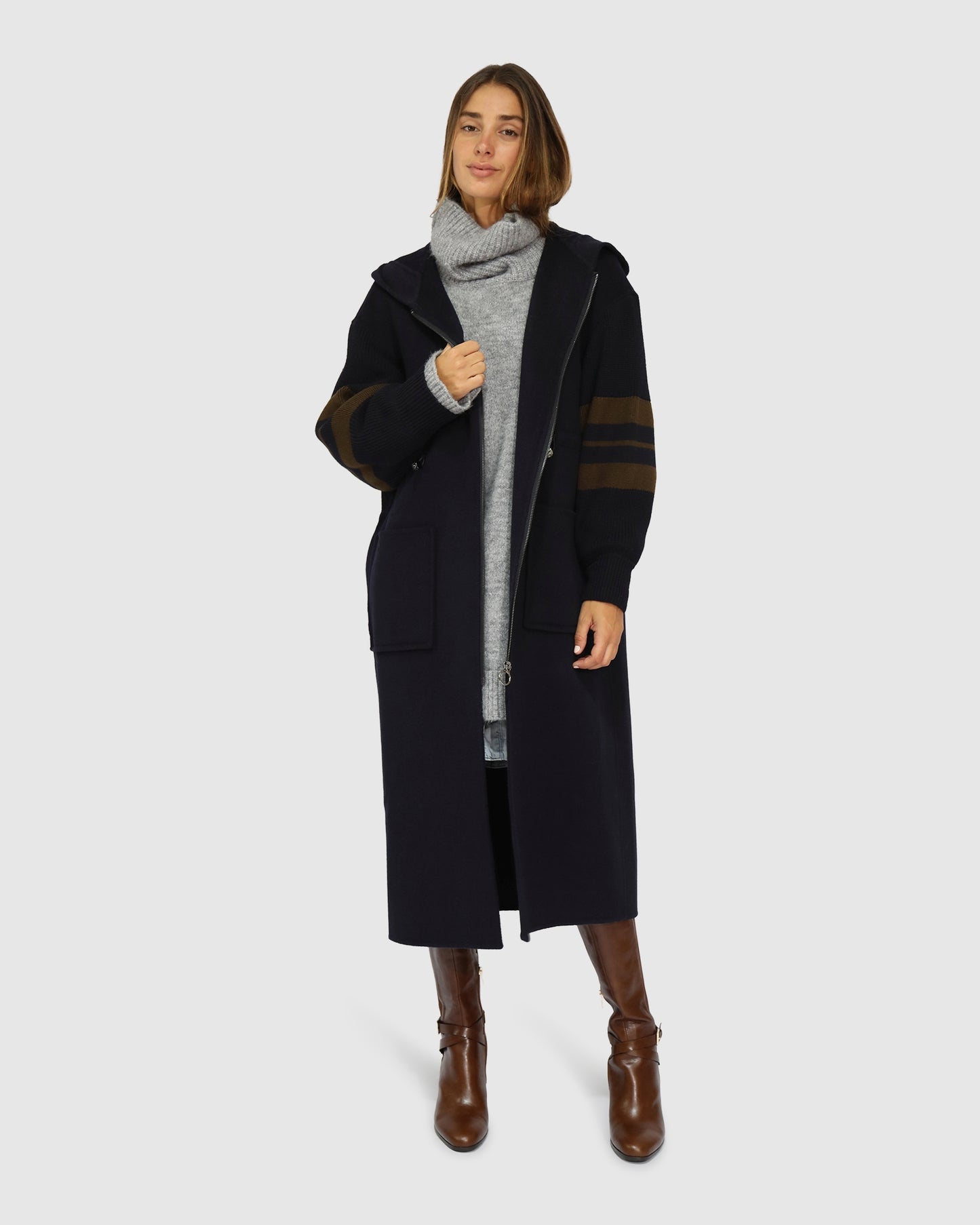 Cool Kid Hooded Coat - Navy/Olive