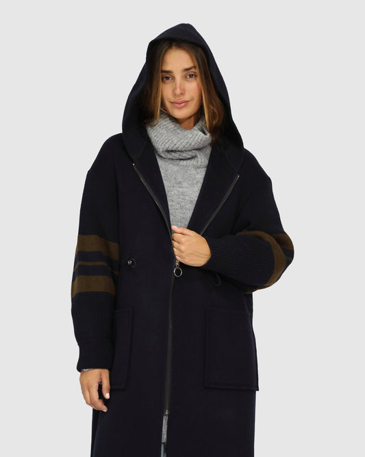 Cool Kid Hooded Coat - Navy/Olive