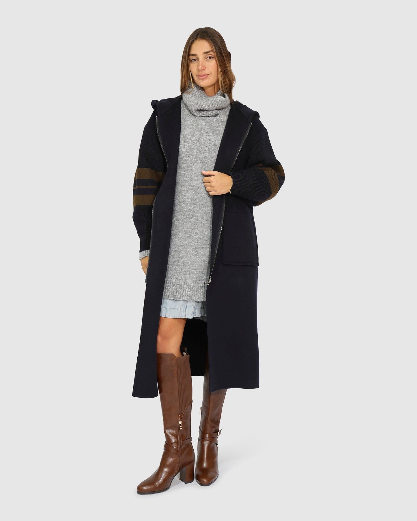 Cool Kid Hooded Coat - Navy/Olive