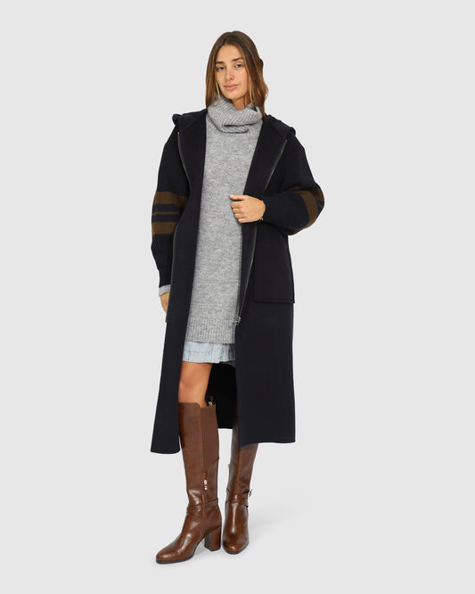 Cool Kid Hooded Coat - Navy/Olive