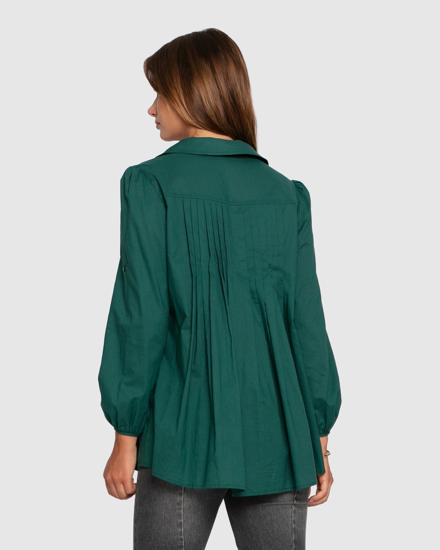 Catch Feelings Pintuck Shirt - Washed Green