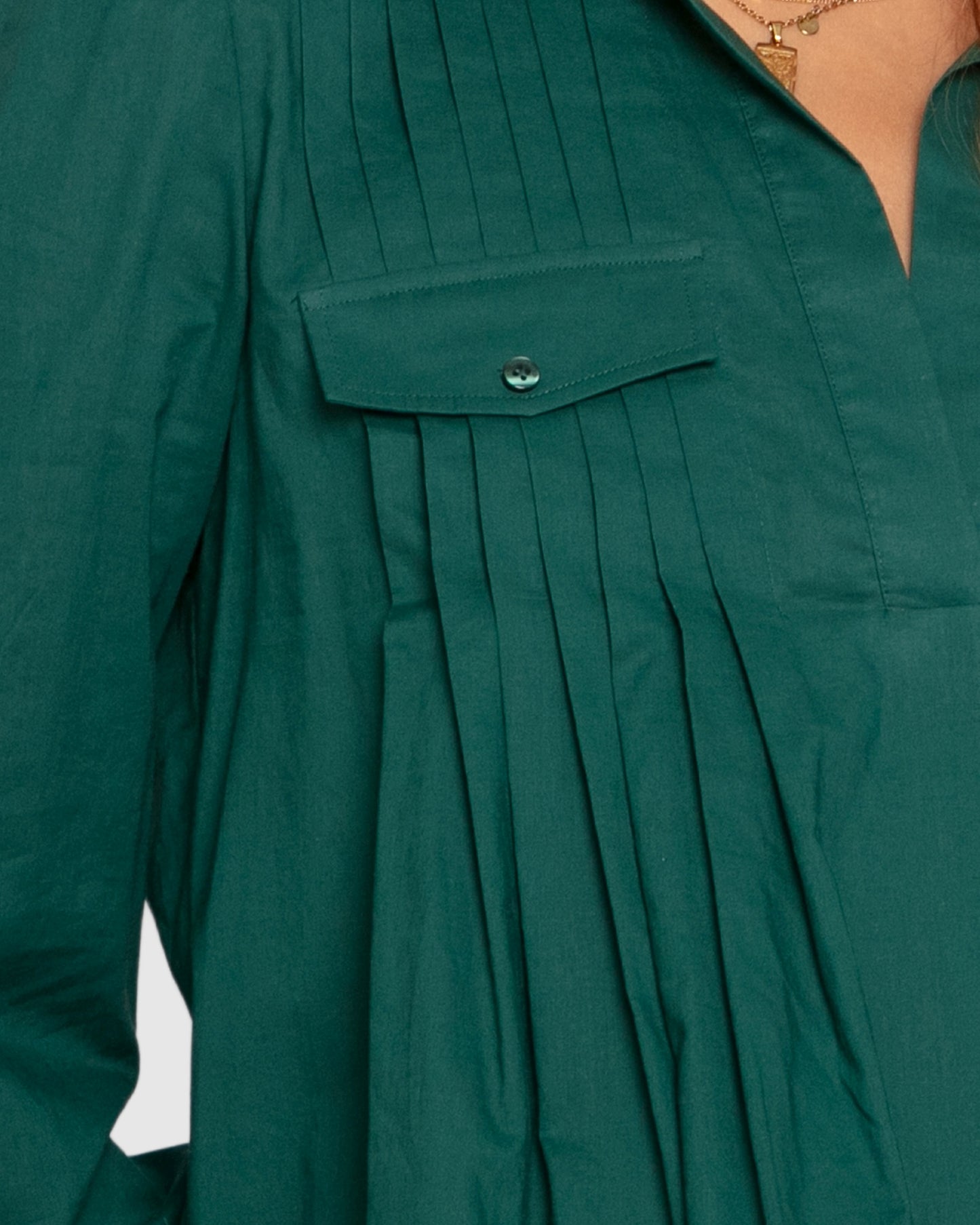Catch Feelings Pintuck Shirt - Washed Green