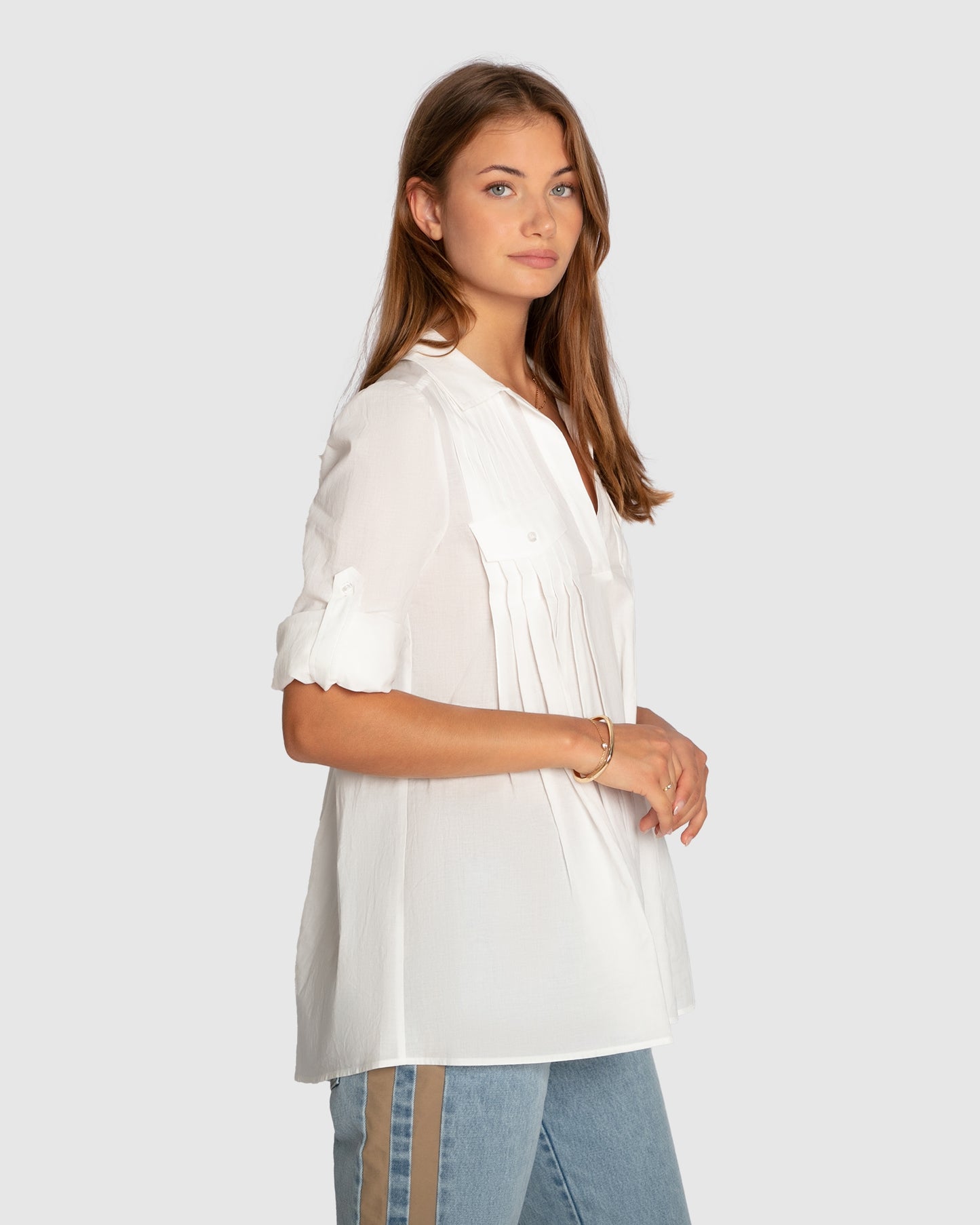 Catch Feelings Pintuck Shirt - White
