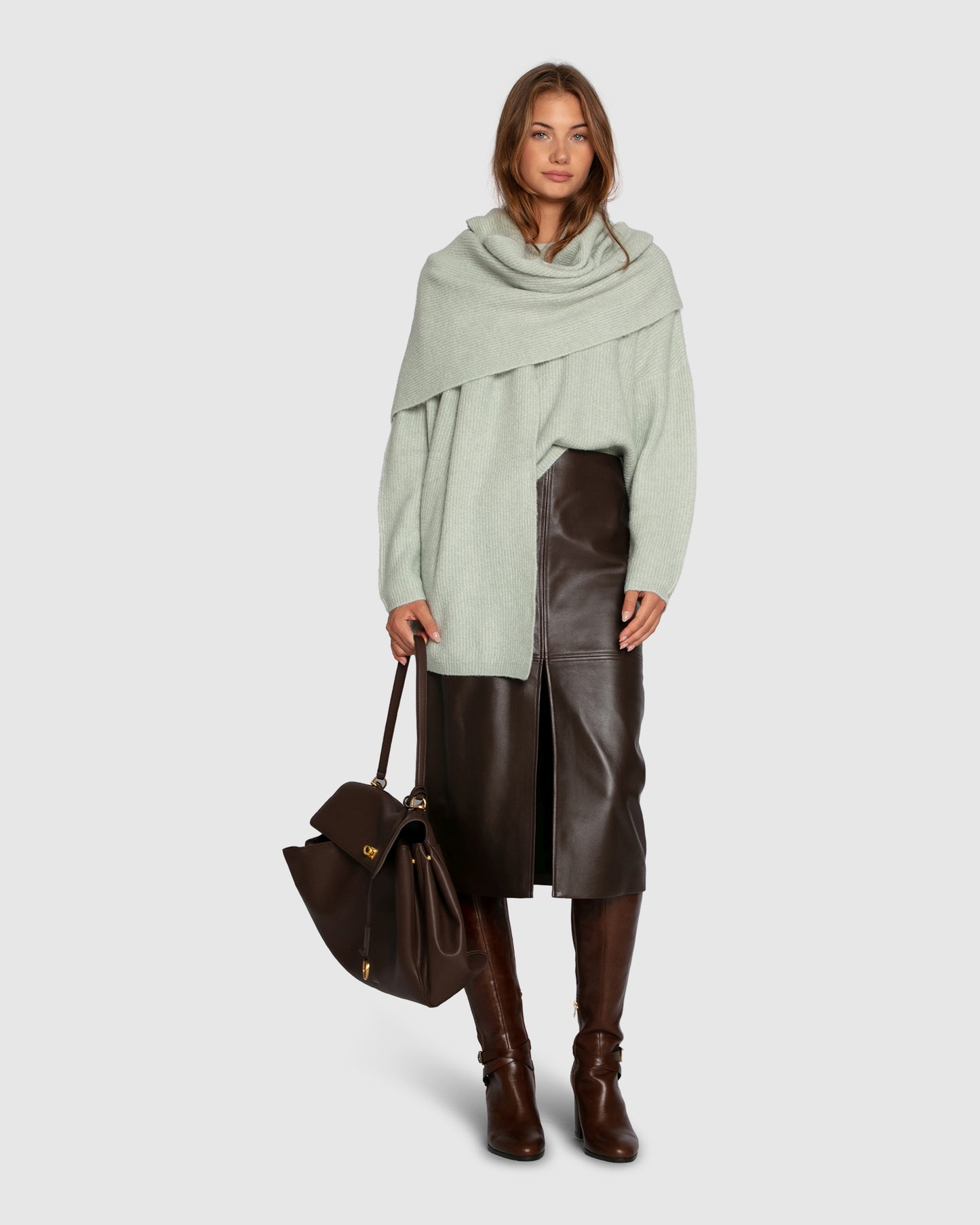 Understated Leather Pencil Skirt - Chocolate