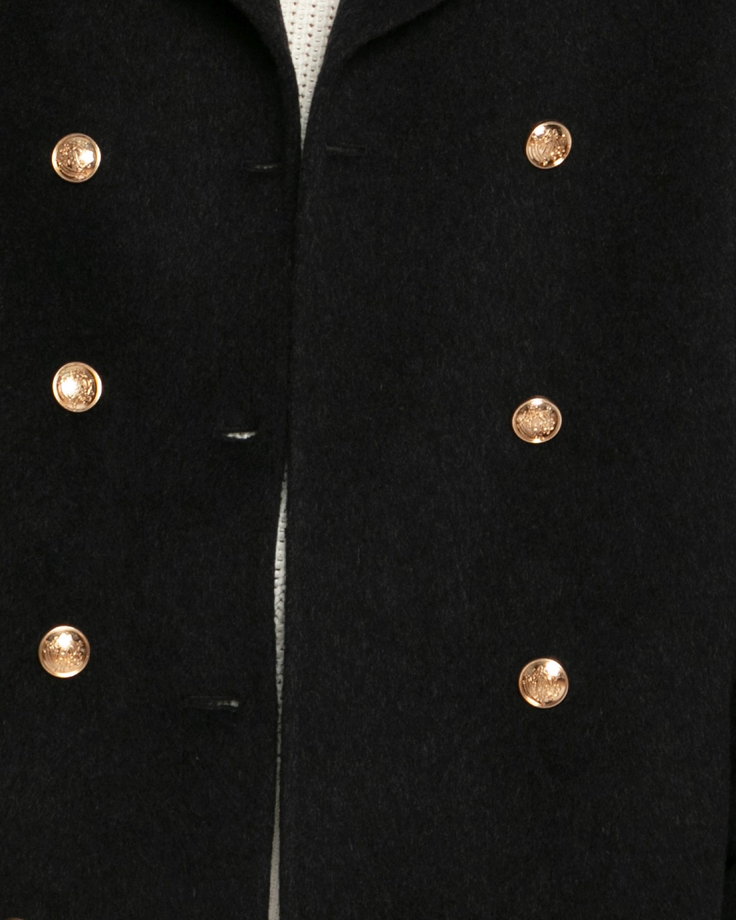 Right and Forward Double Breasted Wool Blend Pea Coat - Charcoal