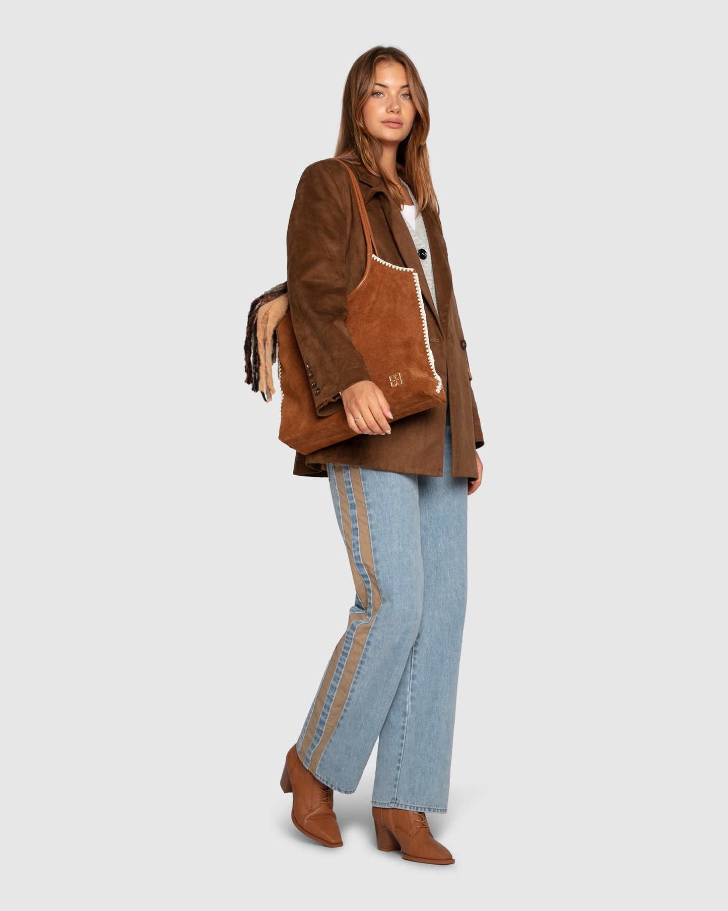 Rebel Mid Rise Side Stripe Denim Jeans - Light Denim Wash