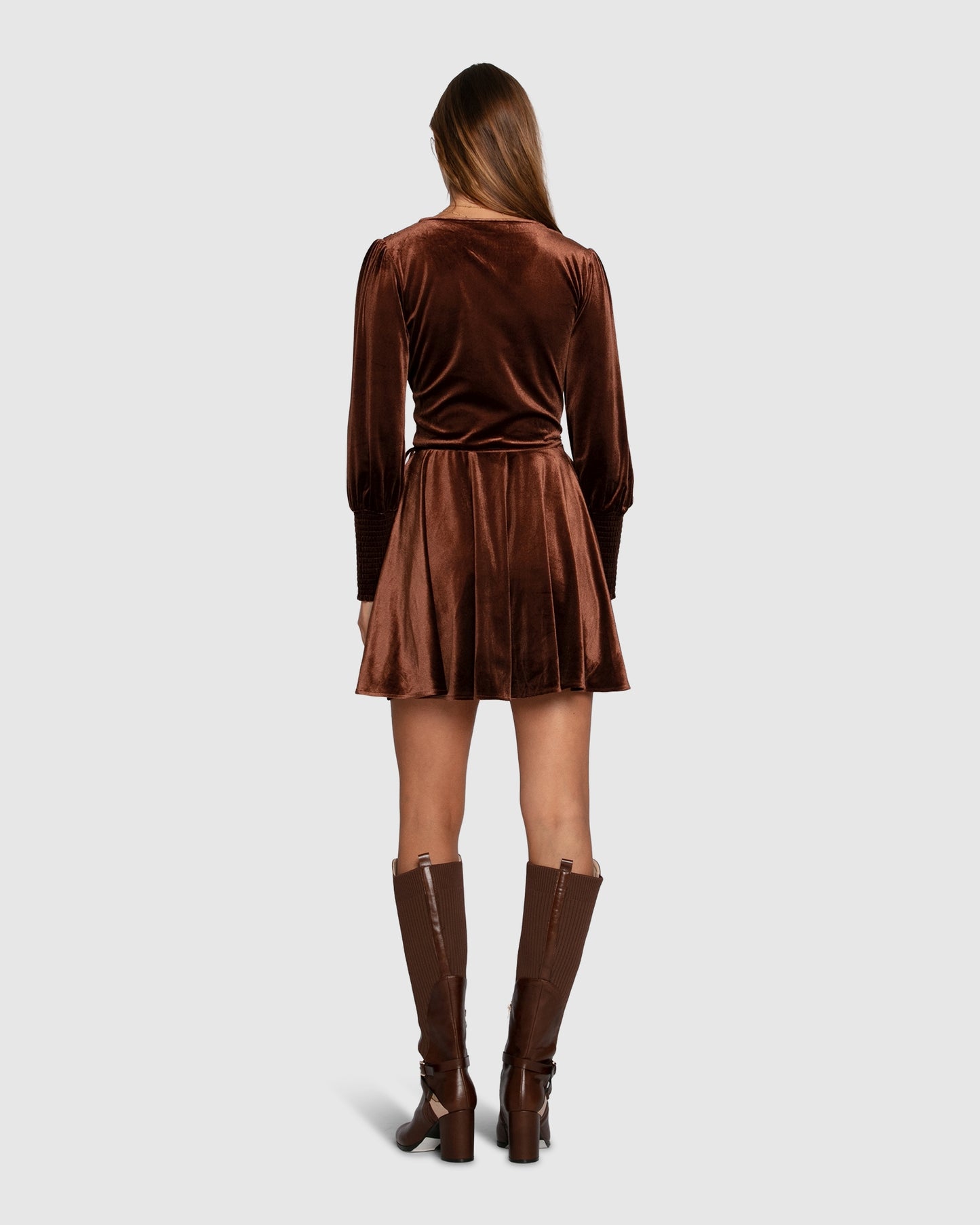 Loved You First Velvet Mini Dress - Chocolate
