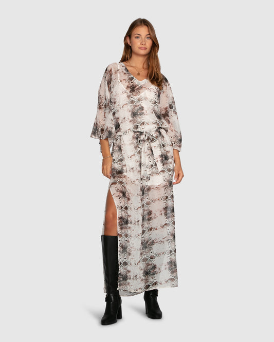 Heart On Fire Snake Print Kaftan - Chocolate