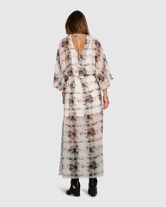 Heart On Fire Snake Print Kaftan - Chocolate