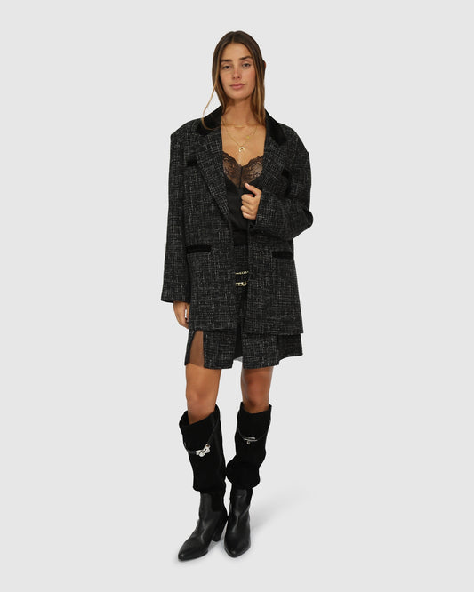 Set Me Free Tweed Skirt - Black