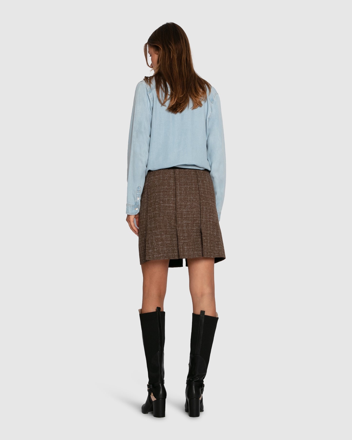 Set Me Free Tweed Skirt - Dark Khaki