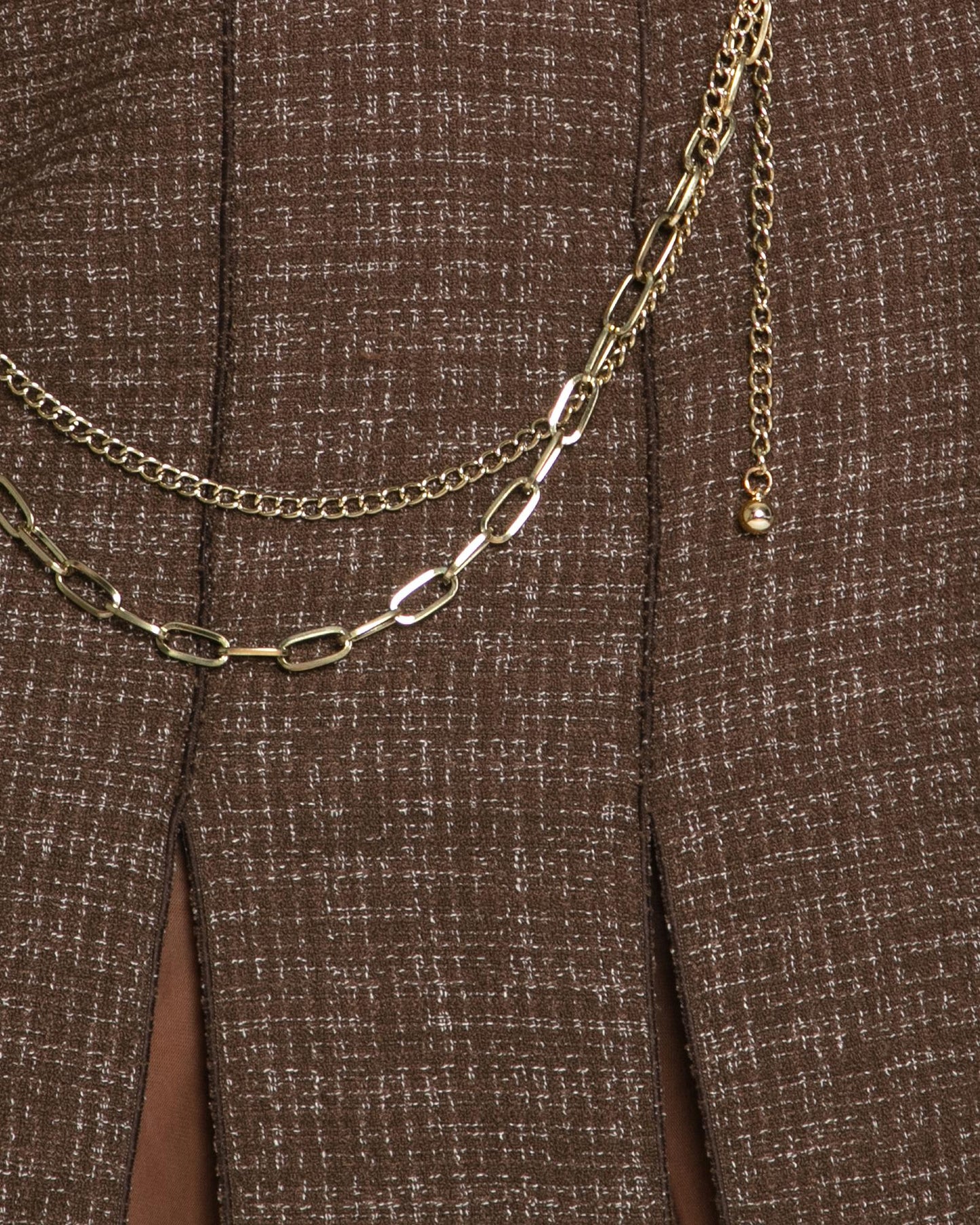 Set Me Free Tweed Skirt - Dark Khaki