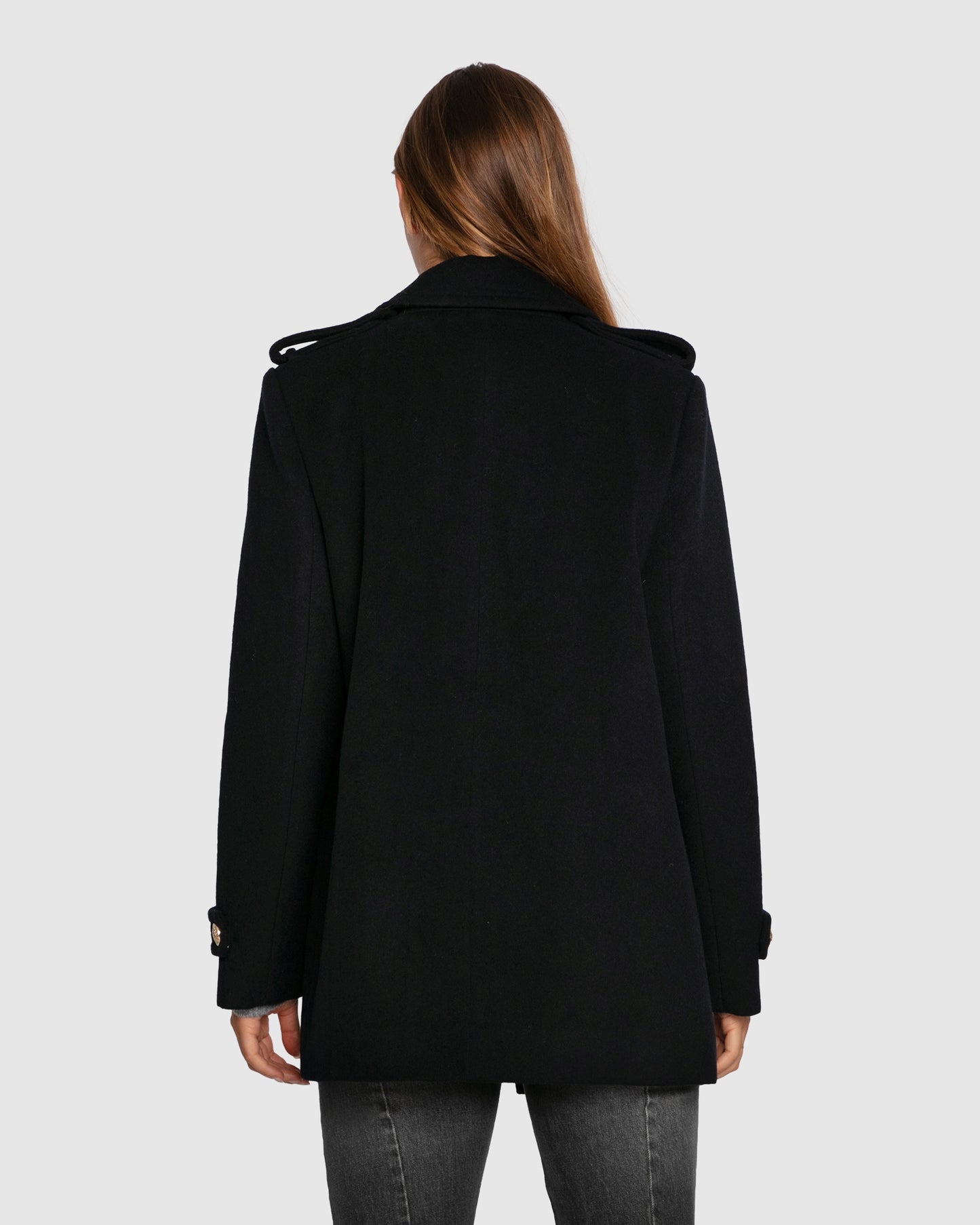 Harbour Military Wool Blend Pea Coat - Navy