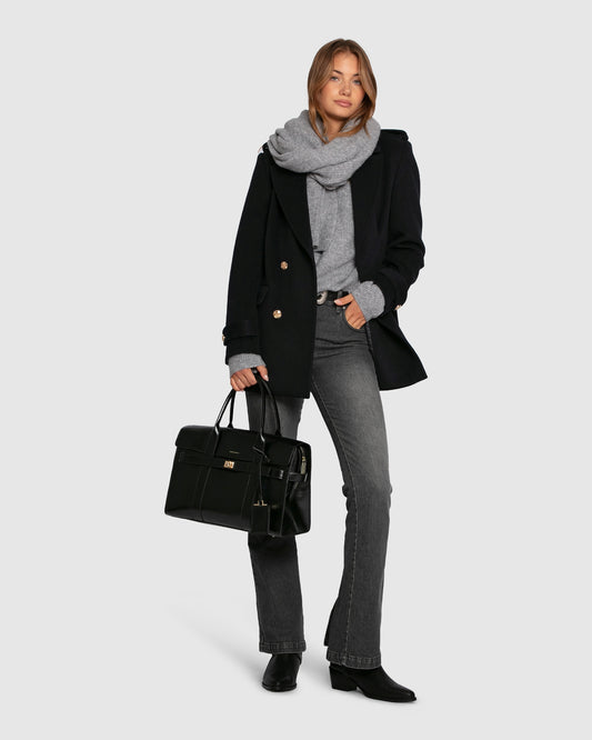 Harbour Military Wool Blend Pea Coat - Navy