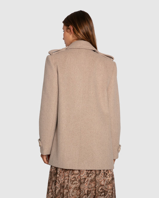 Harbour Military Wool Blend Pea Coat - Oatmeal