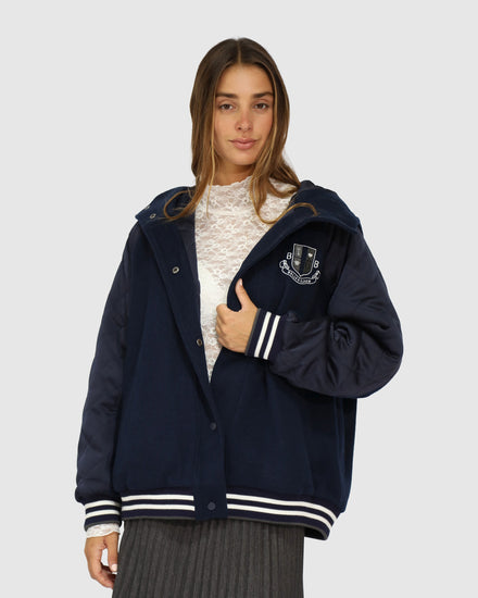 Remix Bomber Varsity Jacket - Navy