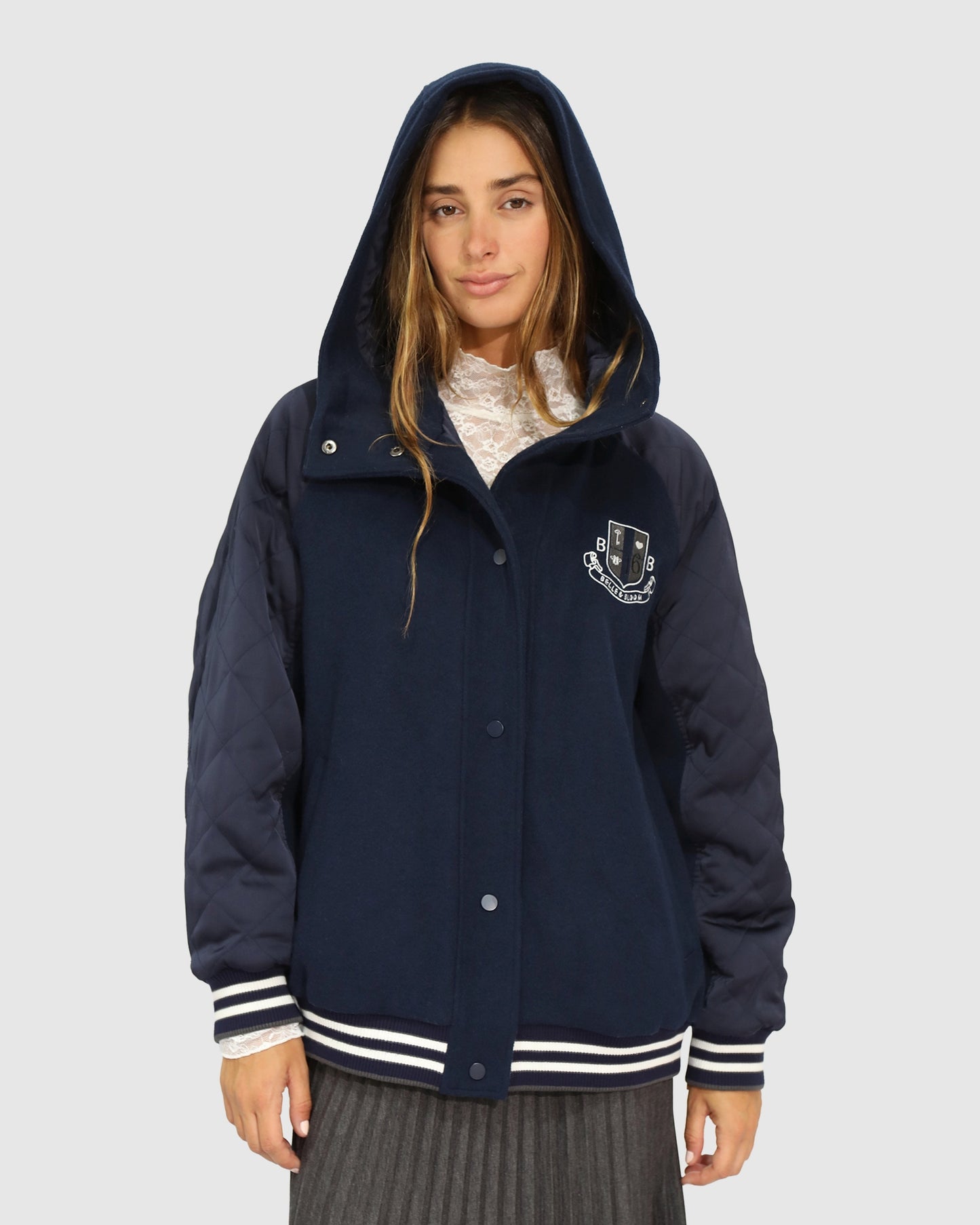 Remix Bomber Varsity Jacket - Navy