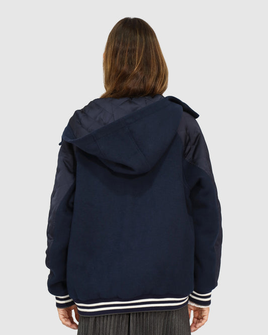 Remix Bomber Varsity Jacket - Navy