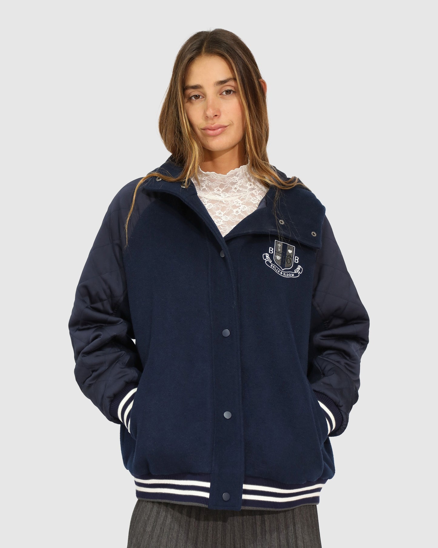 Remix Bomber Varsity Jacket - Navy