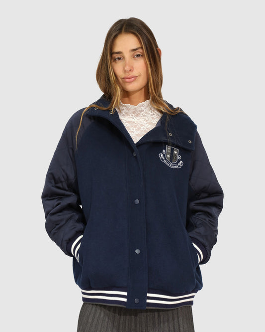 Remix Bomber Varsity Jacket - Navy