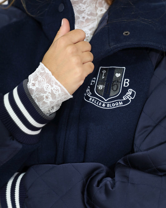 Remix Bomber Varsity Jacket - Navy