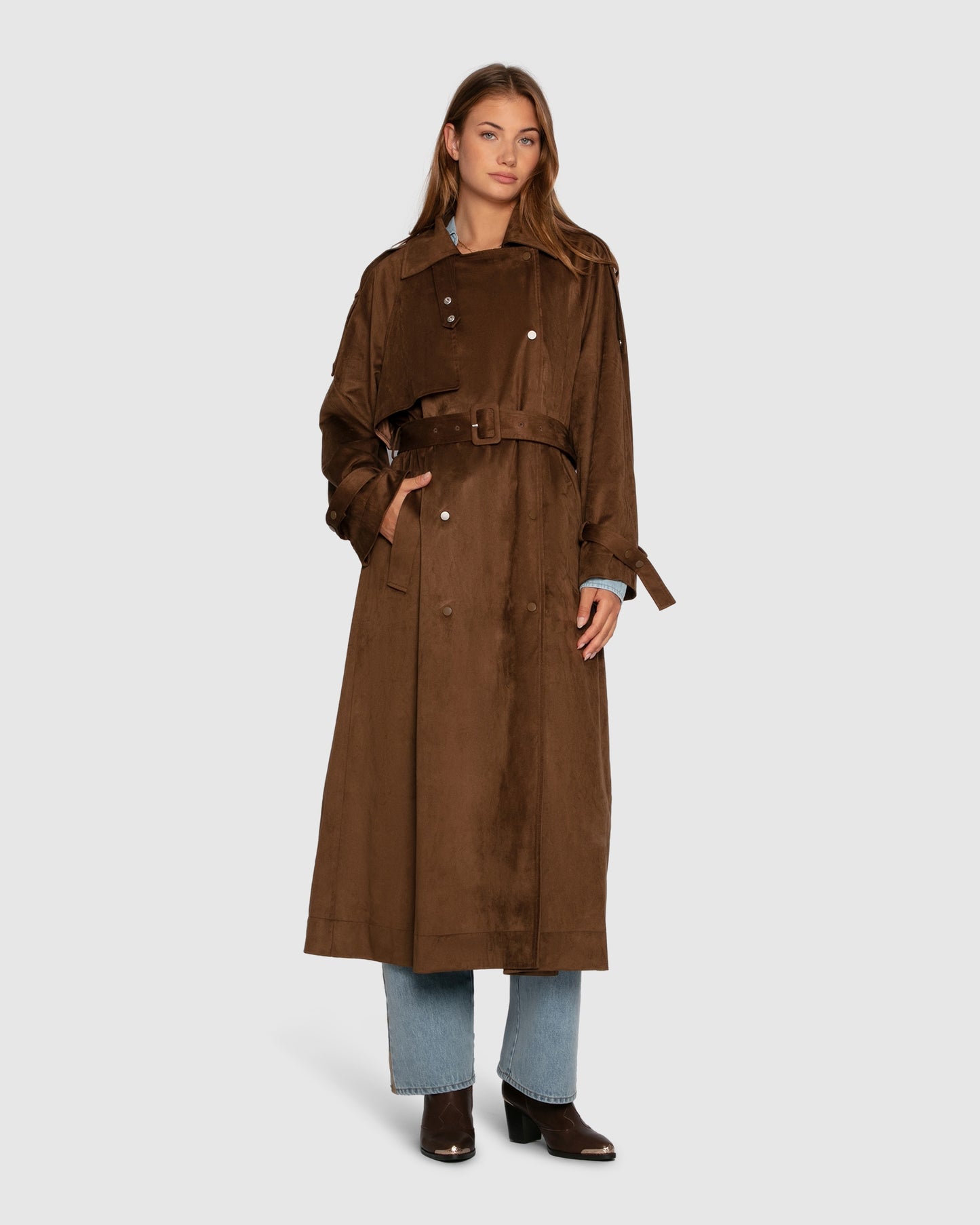Long Lost Lover Soft Maxi Trench - Tobacco