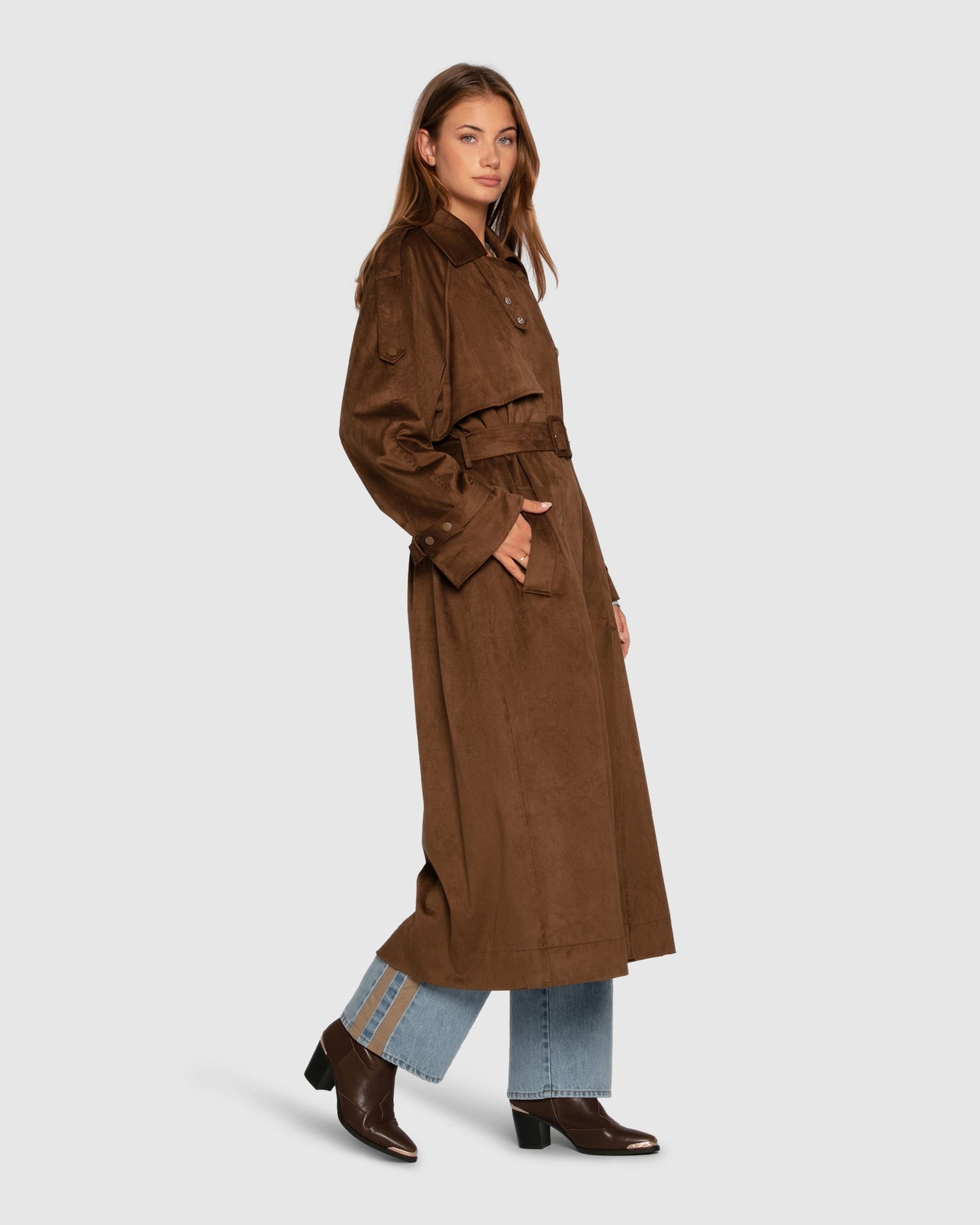 Long Lost Lover Soft Maxi Trench - Tobacco
